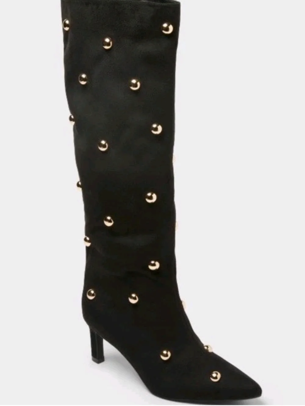a new day Black Justice Over-the-Knee Boots with Gold Studs